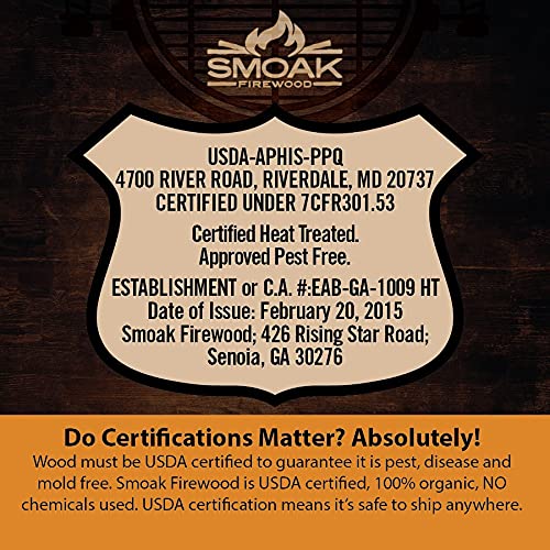 Smoak Firewood 16inch Length Premium Cooking Wood & Firewood Logs – Used for Grills, Smokers, Pizza ovens, stoves, firepits or fireplaces – USDA Certified Kiln Dried (RED Oak – 60-70lbs 16inch Wood) Smoak Firewood