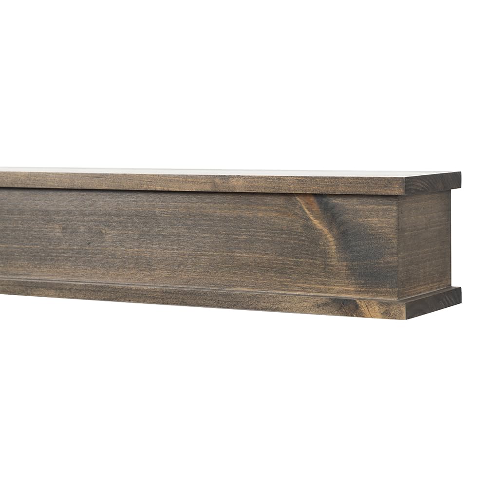 Modern Ember Cody 48 Inch Floating Wood Fireplace Mantel Shelf | Unfinished - Wooden Shelf with Symmetrical Top & Bottom Molding Modern Ember