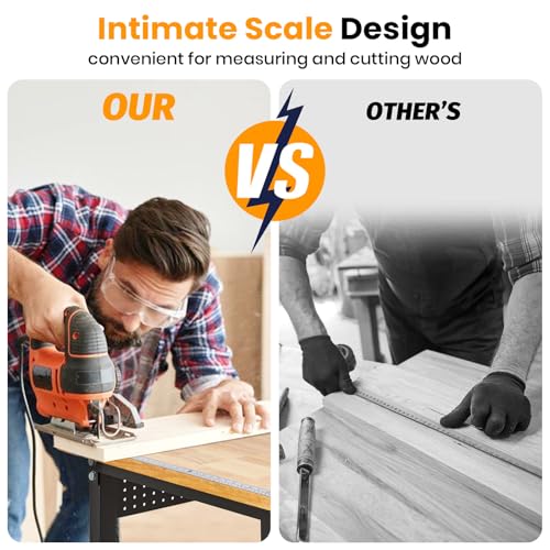 Heavy-Duty Adjustable Garage Workbench 60" L x 24" W – 2000 LBS Capacity with ETL Power Outlet, Rubberwood Top for Woodworking, Welding, Crafting & Home Office (29.5"-39.4" Height Adjust) EliteEdge