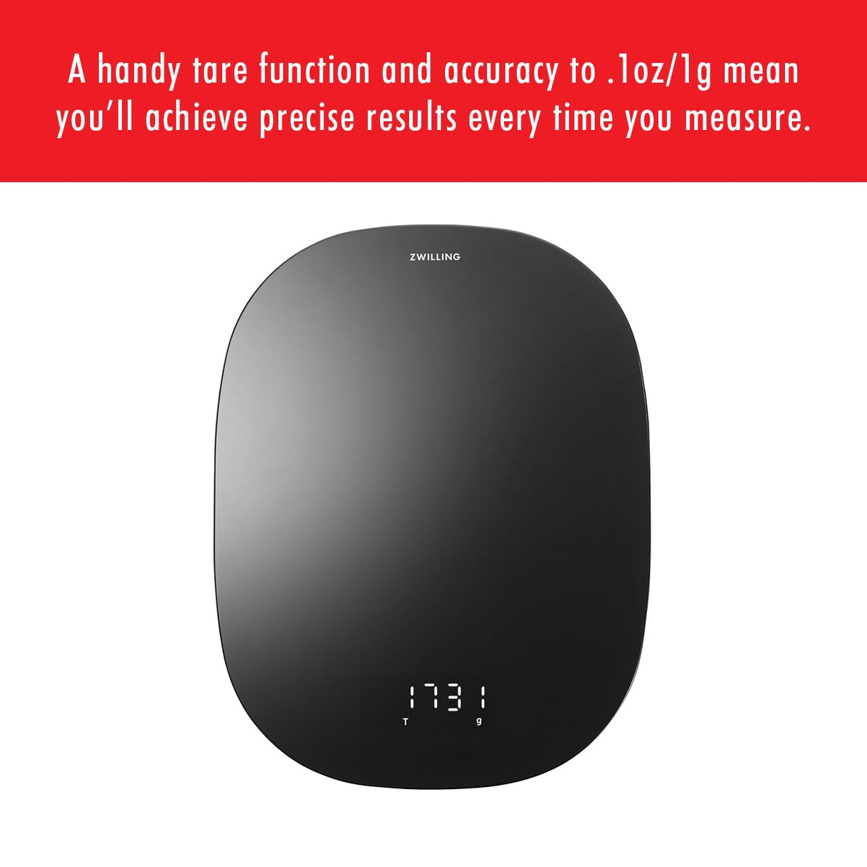 ZWILLING Enfinigy Digital Kitchen Food Scale, Max weight 22lbs, Grams & Ounces, 0.1-gram Accuracy, Black ZWILLING