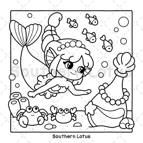 Ocean Home: Coloring Book for Adults and Teens Featuring Ocean Life with Adorable Mermaids and Sea Animals, Cute and Easy Drawings for Relaxation (Cozy Ocean) WoodArtSupply