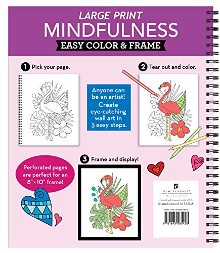 Large Print Easy Color & Frame - Mindfulness (Stress Free Coloring Book) New Seasons