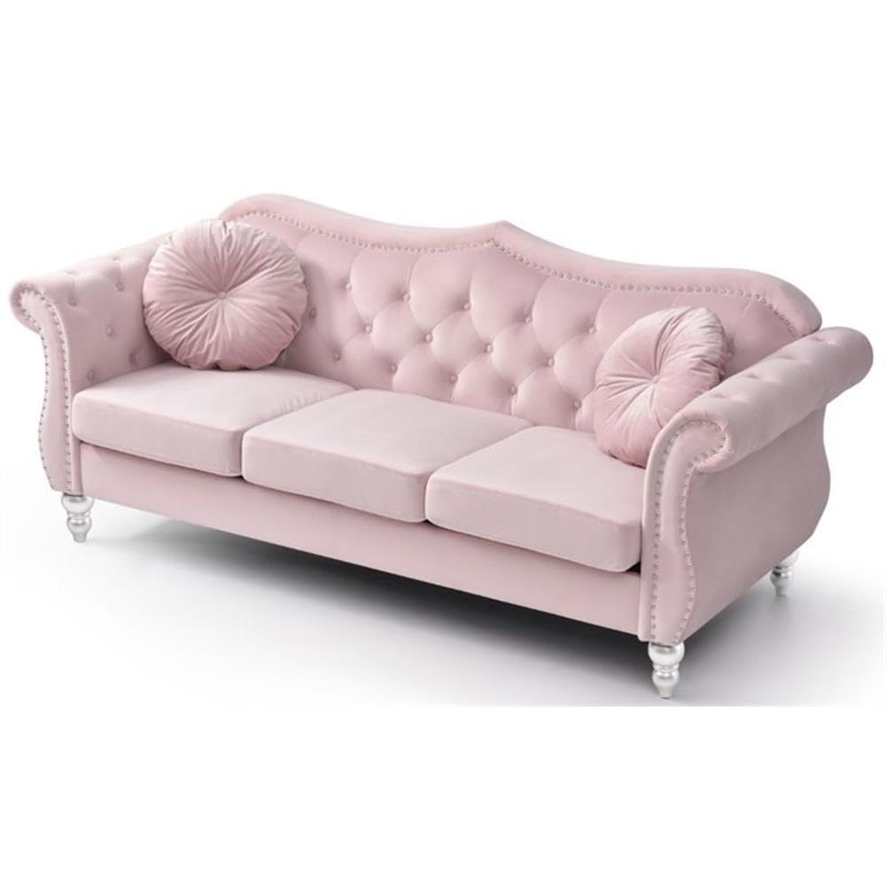 Home Square 2-Piece Furniture Set with Sofa and Chair in Pink Home Square