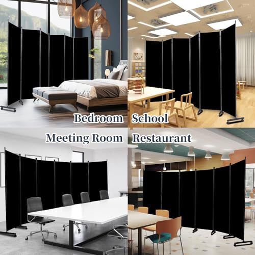 Room Divider Folding Privacy Screens with Lockable Wheels, 132'' Partition Room Dividers Freestanding Room Divider Fabric Panel for Room Separation, Wall Divider for Home Office Bedroom Dorm Decor HOMSCREENER