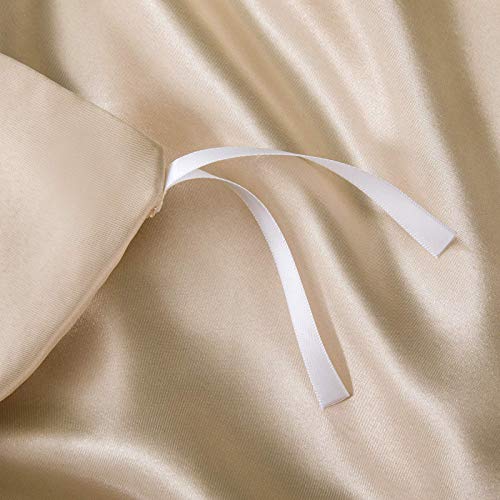 P Pothuiny 5 Pieces Satin Duvet Cover King Size Set, Luxury Silky Like Taupe Duvet Cover Bedding Set with Zipper Closure, 1 Duvet Cover + 4 Pillow Cases (No Comforter) P Pothuiny