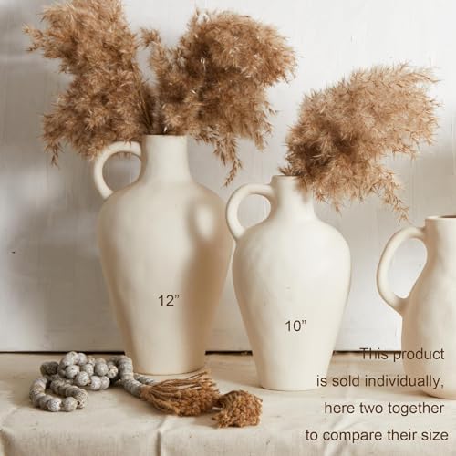 White Ceramic Vase BlossoME 12”H Large Pottery for Flowers Pampas Grass,Boho Modern Rustic Farmhouse Decoration for Livingroom Bedroom Kitchen Entryway Console Table Countertop Shelves blossome better addition to better life