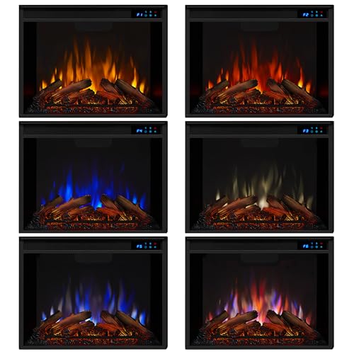 Real Flame Thayer 55” Electric Fireplace with Mantel for Living Room or Bedroom, Replaceable Fireplace Insert Heater, Realistic Log and Flame Effect, Remote Control, Timer, White Real Flame