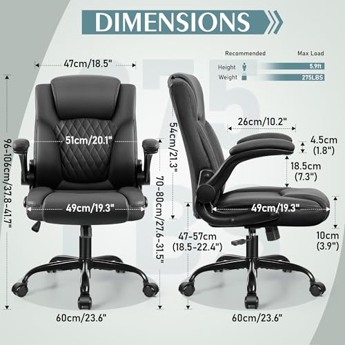 Leather Office Chair, PU Home Computer Desk Chairs with Ergonomic Back Support, 360°Swivel Free, Small Gaming Chair with Wheels and Adjustable Armrests, for Short People Use Brick Attic