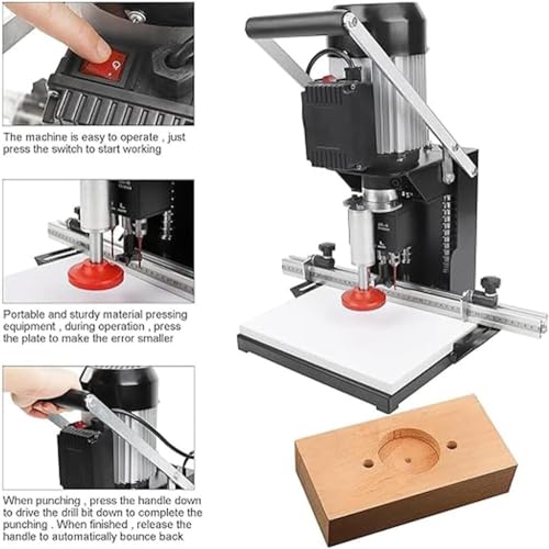 Portable Hinge Drilling and Boring Machine for Woodworking, Hole Drilling Puncher Equipment Tool for Cabinet, Wardrobes, Drill Model: 48-6mm, 1100W, 2880 RPM, 0-40mm Depth(110v) HEQIM