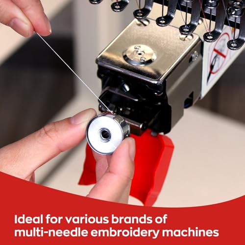 Poolin EOM 15-Needle Embroidery Machine | Starter Bundle – Includes 15 Threads, 144pcs Pre-Wound Bobbins, 12x25'' Cut Away Stabilizer