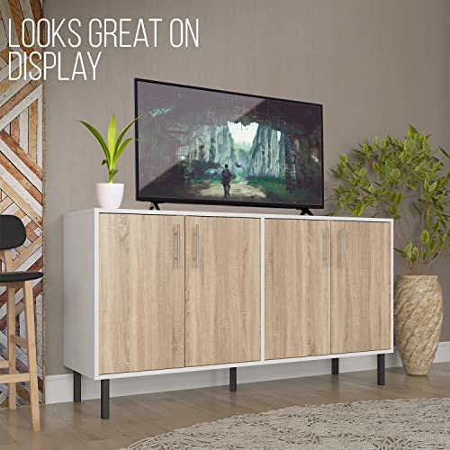EconoHome Wood Buffet Cabinet with storage, Sideboard Cabinet with 4 Doors, Credenza for Living Room, can be used in The Office, Kitchen, Dining Room, Bedroom, as a TV Stand or Cupboard Console Table EconoHome