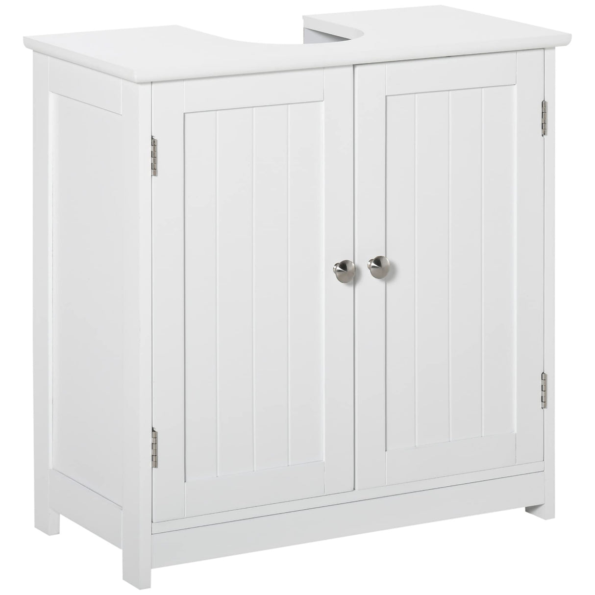 kleankin Pedestal Sink Storage Cabinet, Vanity Base Cabinet, Under Sink Bathroom Cabinet with U-Shape Cut-Out and Adjustable Internal Shelf, White kleankin