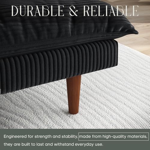 DreamDashio Futon Sofa Bed, 69 inch Futon Couch with Adjustable Backrest, Corduroy Convertible Sleeper Sofa Bed, Folding Sleeper Recliner for Apartment, Living Room, Office, Black DreamDashio