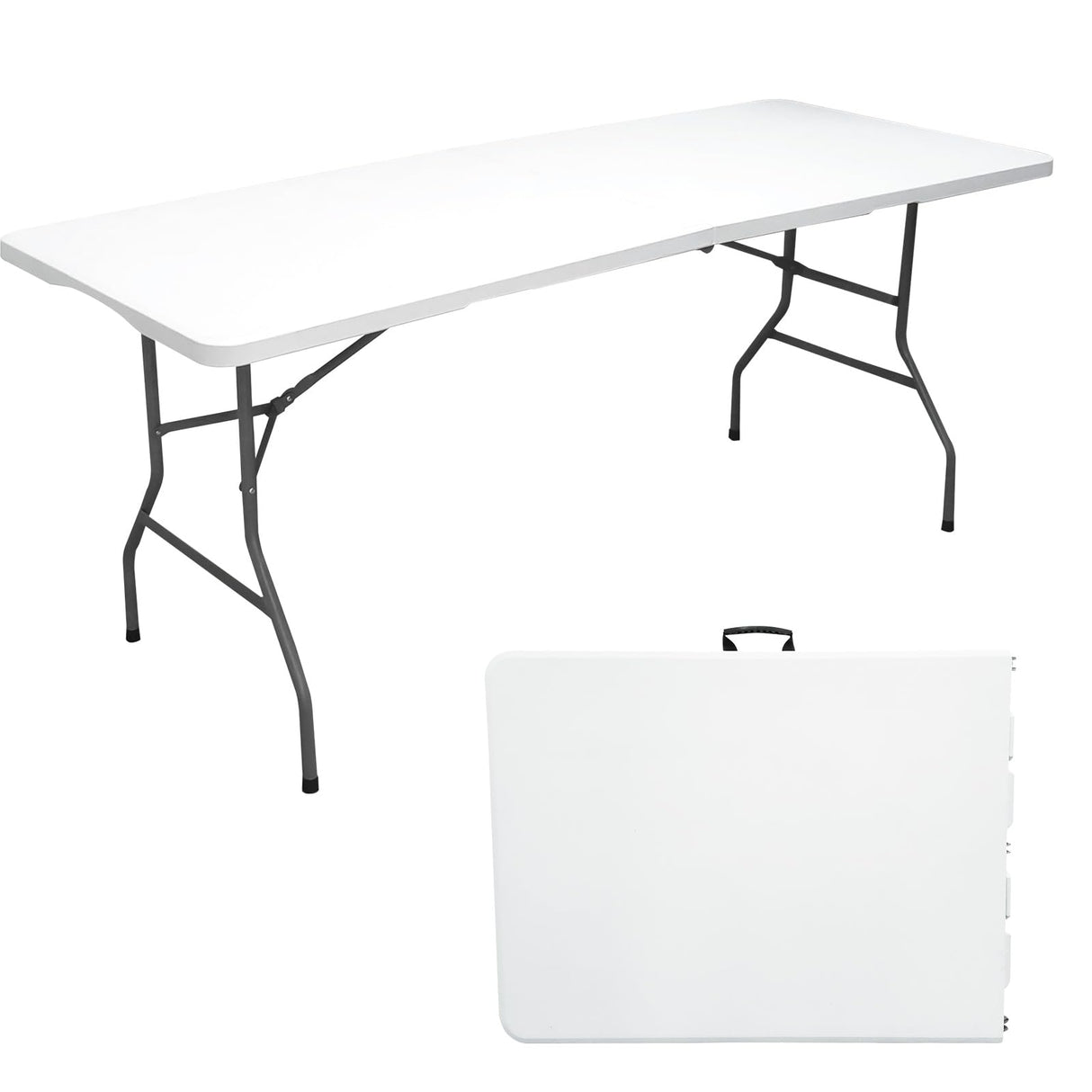 Camp Field 6FT Folding Table, Indoor & Outdoor Heavy Duty Portable Table, Folding Picnic Table, Folding Card Table for Picnic, Party, Camping (6FT) Camp Field