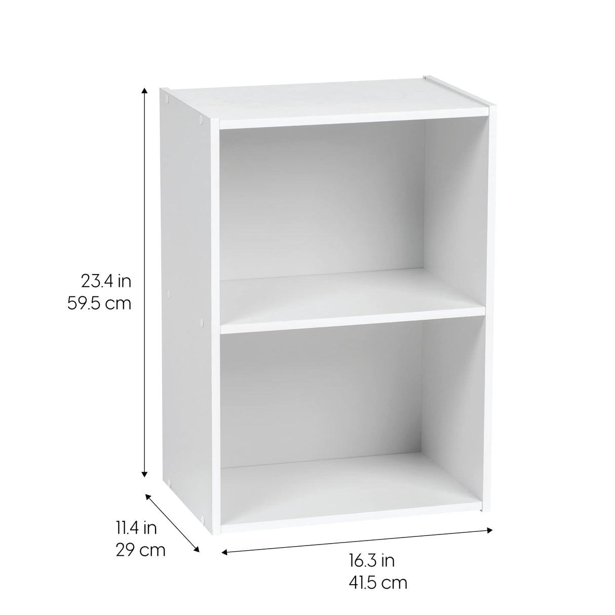 IRIS USA 2-Tier Open Cubby Storage Shelf, Small Sturdy Storage Bookshelf Cabinet for Living Room Bedroom Guest Room Office Dorm Room Kids Room and Bathroom, White IRIS