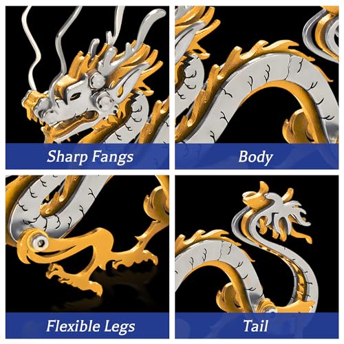 3D Metal Puzzles for Adults, Adult Metal Puzzle Model Kits, Gold Dragon Mechanical 3D Puzzle Stainless for Adults DIY Gifts for Men Women Home Decor Art Craft Gifts Toys(Zodiac Sign).