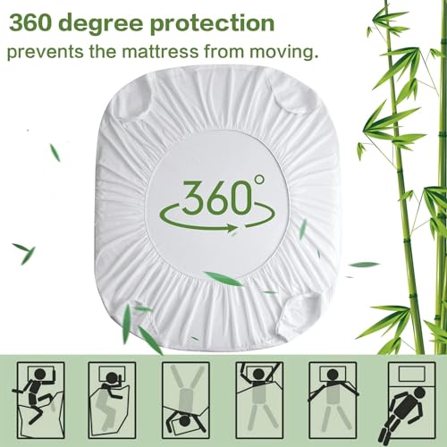 MERITLIFE Premium Waterproof Twin XL Size Mattress Protector Noiseless College Dorm Room Bed 4D Mattress Cover Extra Long Single Cooling Breathable Soft Washable (White,Twin XL 39"x80") MERITLIFE