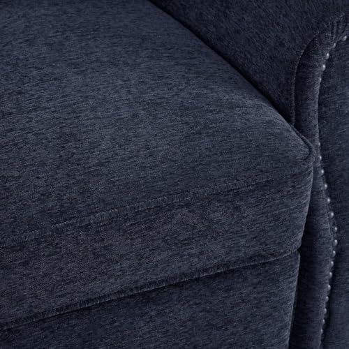 MCombo Pushback Recliner Chair, Chenille Upholstered Accent Chairs, Adjustable Reclining Sofa with Easy Lounge for Living Room Office 4865 (Blue) MCombo