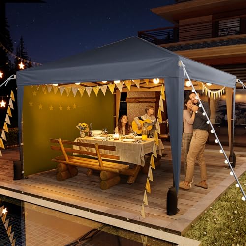 Driftalia 10x10 Pop Up Canopy with Sidewalls, Outdoor Instant Canopy Tent with Carry Bag for Commercial Events, Camping, Backyard Parties - Dark Grey Driftalia