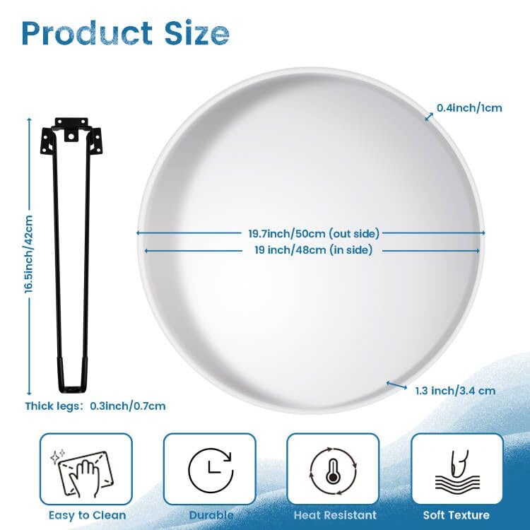 Large Resin Tray Molds, MYKASEN 19 Inch Round Epoxy Resin Table Mold with 3Pcs Table Legs, Thick Silicone Tray Molds for Charcuterie Board River Table Resin Casting DIY Art Home Decor MYKASEN