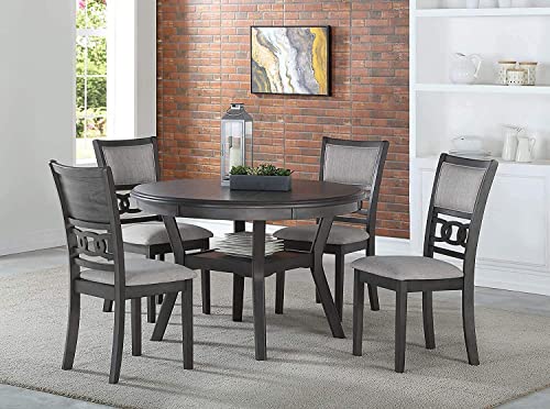 New Classic Furniture Gia 5-Piece Round Dining Set with 1 Dining Table and 4 Chairs, 47-Inch, Gray New Classic Home Furnishings