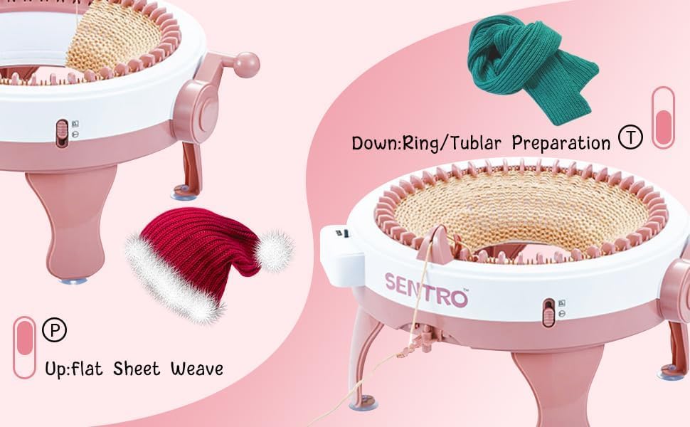 BUAOB SENTRO Knitting Machine 48 Needles for Adults, Smart Automatic Circular Crochet Knitting Machine with Row Counter BUAOB