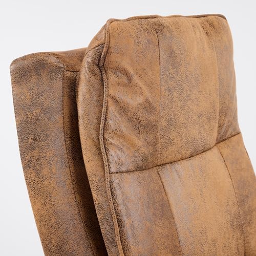 VINGLI Comfy Brown Leather Office Desk Chair,Ergonomic High-Back Computer Gaming Chair with Replaceable Wheels,Dual-Base,Adjustable Height&Armrests,360 Swivel Task Chair for Home Office,Vintage,Rustic VINGLI