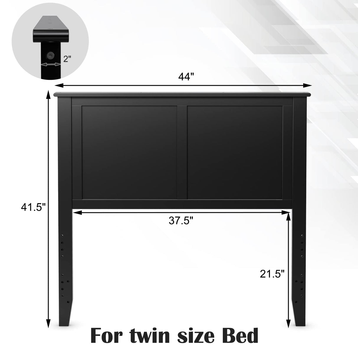 Giantex Adjustable Black Wood Headboard for Twin Beds – Sturdy Flat Panel with Modern Design Giantex