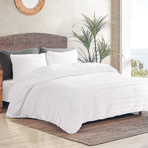 NEXHOME PRO Twin Duvet Cover, White 2 Pieces Boho Tufted Duvet Cover Set, Soft and Lightweight 100% Washed 100% Washed Microfiber Comforter Cover Set for All Season(White Twin, 66 x 90)-No Comforter NEXHOME PRO