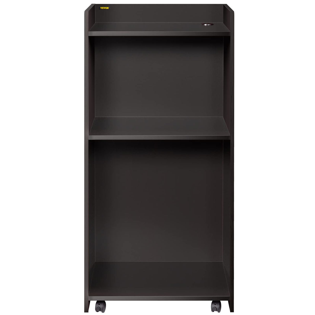 VEVOR Wood Podium, 23.6" x 47.2", Lecterns and Podiums with 4 Rolling Wheels, Flat Surface, Baffle Plate & Shelf, Easy Assembly Ebony Lecterns for Church, Office, School, Home Black VEVOR