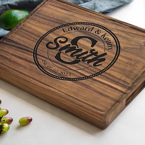 Personalized Wedding Gifts for Couples, Cutting Board for Anniversary, Housewarming, Mothers Day, Engagement, Wedding Registry Gifts for Bride and Kenzal Customized