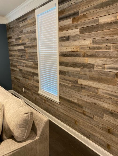 Rockin' Wood Real Wood Nail Up Application Rustic Reclaimed Naturally Weathered Barn Wood Accent Paneling Board Planks for Home Walls (104 Square feet) Rockin' Wood