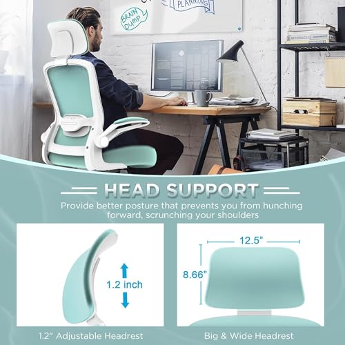 Mimoglad Office Chair, High Back Ergonomic Desk Chair with Adjustable Lumbar Support and Headrest, Swivel Task Chair with flip-up Armrests for Guitar Playing, 5 Years Warranty Mimoglad