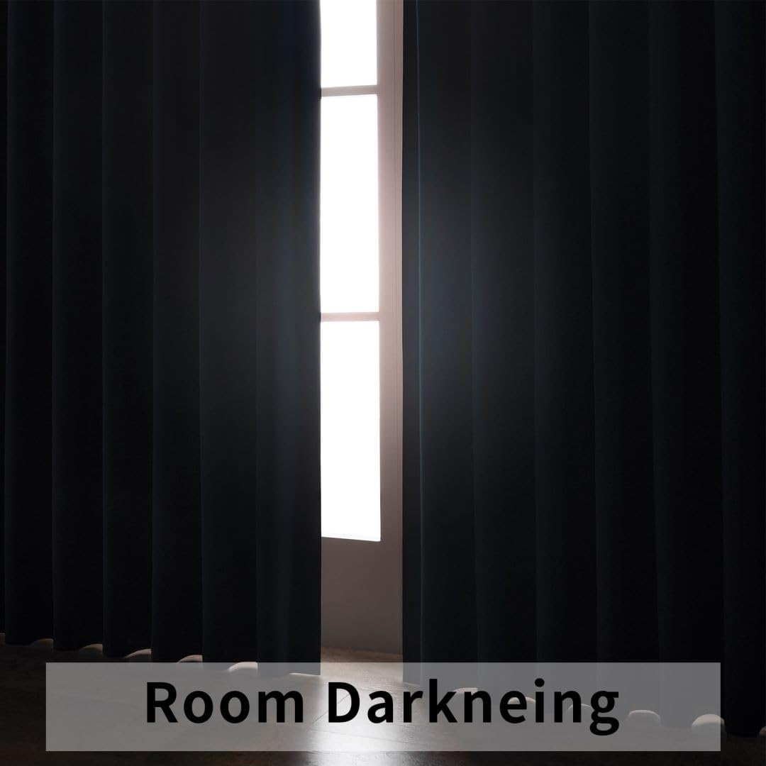 Joydeco Blackout Curtains 108 Inches Long for Bedroom, Thermal Insulated Black Out Curtains 2 Panels Set, Room Darkening Drapes for Living Room Window Rod Pocket Back Tab (W52 x L108 Inch, Dark Grey) Joydeco