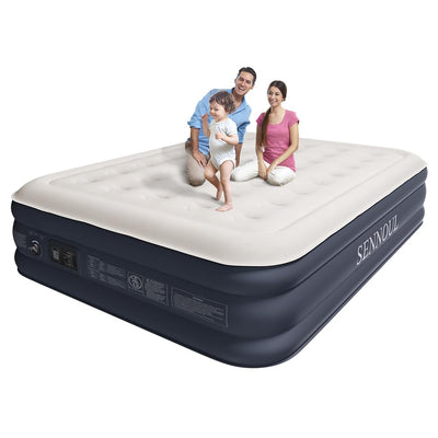 SENNOUL Air Mattress Queen with Built in Pump - 2 Mins Quick Self Inflatable,16"/650lbs Max Blow Up Bed, All Night Stability No Lost Air,No Peculiar Smell for Camping,Home,Guests & Portable Travel