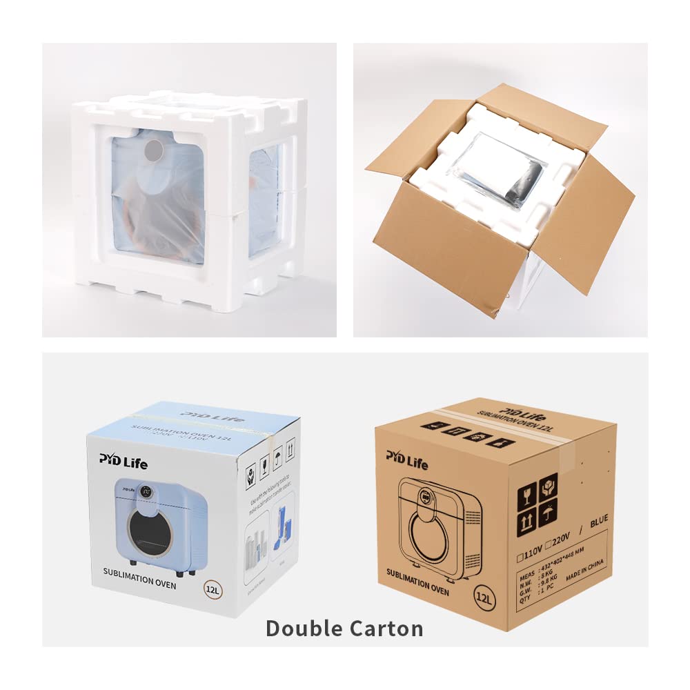 PYD Life Mini Sublimation Oven Machine 12 L 110 V 1600 W Light Blue Heat Press Machine for Sublimation Blanks Mugs Tumblers Cups Water Bottles Sublimation Printing PYD Life