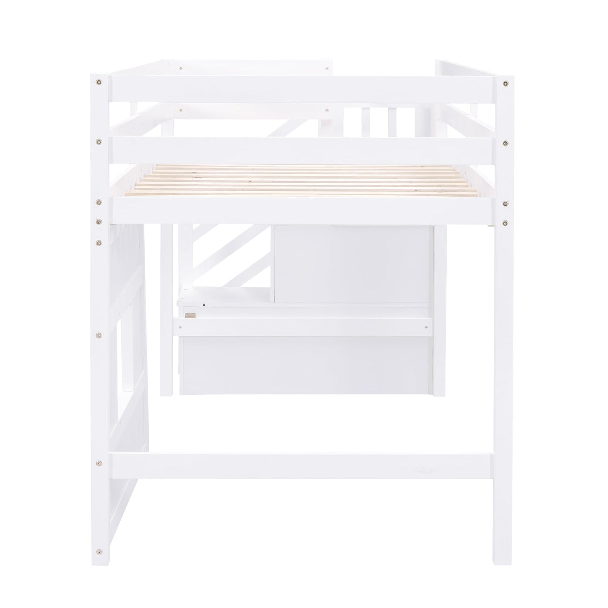 Harper & Bright Designs Twin Size Low Loft Bed with Playhouse and Storage Stairs in White Harper & Bright Designs
