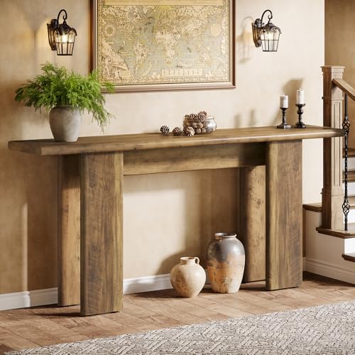 Tribesigns 70.87" Extra Long Console Table for Entryway, Mid-Century Modern Sofa Table Behind Couch for Entry, Entrance, Hallway, Living Room, Narrow Long, Brown Tribesigns