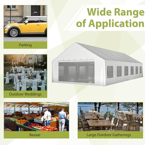 GihulaGo 20x40 ft Party Tent, Outdoor Heavy Duty Party Wedding Big Tent Event Shelters, Upgraded Galvanized Canopy with Removable Sidewalls, Doors, 4 Sandbags and 3 Carry Bags GihulaGo
