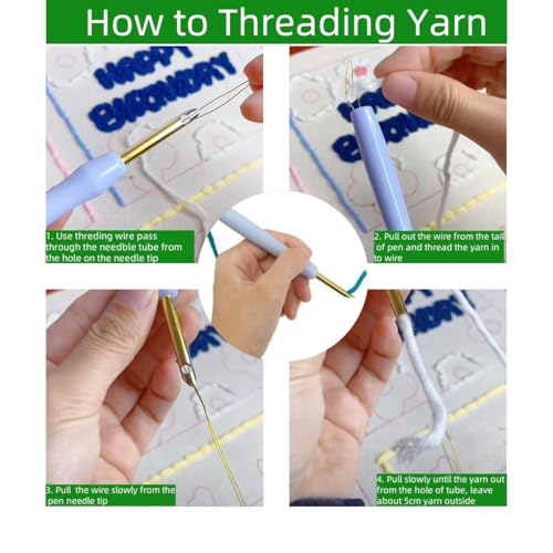 DIY Punch Needle Kits for Beginners Cute Cartoon Corgi Dog with Hoop Embroidery Punch Needle Starter Craft Set Easy for Adults and Children Festival Gift and Decoration 20x20cm-3