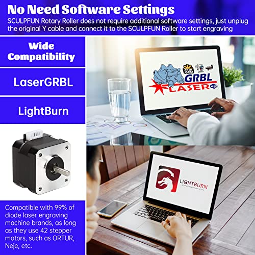 SCULPFUN Rotary Roller, Y-axis Rotary Roller for Laser Engraver Cutter Engraving Cylindrical Objects and Cans with 360°Rotating and 4 Height raisers, Support Diameter 6-150mm SCULPFUN