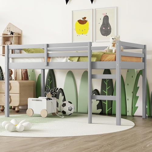 Bellemave Stylish Grey Twin Loft Bed with Ladder for Kids - Versatile Low Design Bellemave
