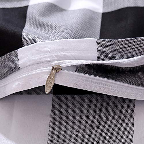 Farmhouse Buffalo Checked Bedding Set Black Gray White Plaid Comforter Cover King,Soft Lightweight Grid Bed Set 1 Lattice Duvet Cover, 2 Pillow Shams Modern Geometric Decor Grey,Zipper,Adult Erosebridal