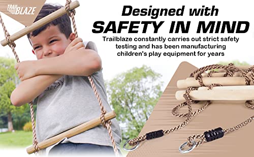 Wooden Climbing Rope Ladder for Kids - Kids Ninja Warrior Obstacle Course Accessories | Playset Rope Ladder for Swing Set Treehouse Bunkbed | Playground Ninja Obstacles Swing Rope Ladder Trailblaze
