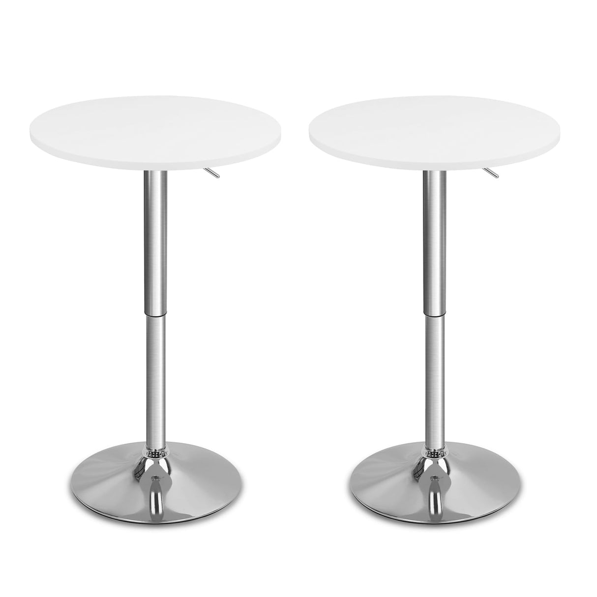 CLATINA Round Bar Pub Tables Set of 2, 360° Swivel High Top Cocktail Table with Metal Base, 26"-36" Height Adjustable Bistro Table for Home Kitchen Party Drink Restaurant Wedding Cafe Reception, White CLATINA