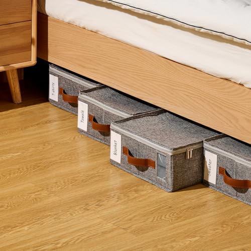 KitHero 6pack Bed Sheet Organizer, Foldable Linen Closet Organizers and Storage with Sealed Design, Queen & King Size Sheet Storage with Window, Closet Organizer for Bedsheets/Blankets/Clothes, Linen KitHero