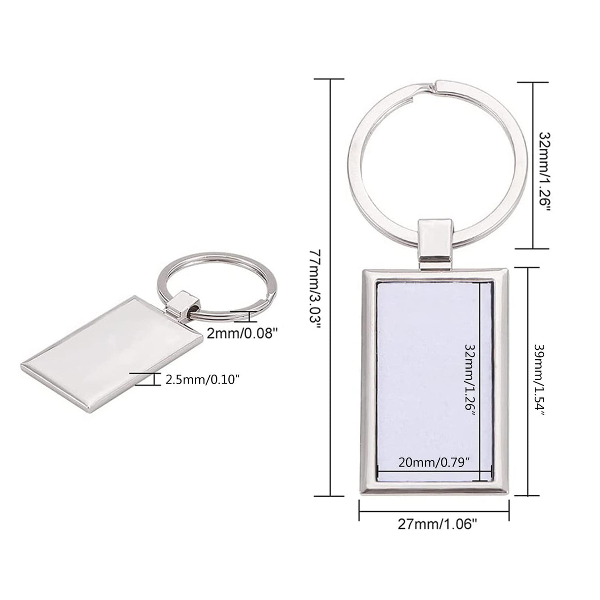 MGBISYI 10 Pieces Sublimation Blank Keychain with Key Ring Heat Transfer Keychain for Christmas Valentine Graduation Day Present (Rectangle) MGBISYI