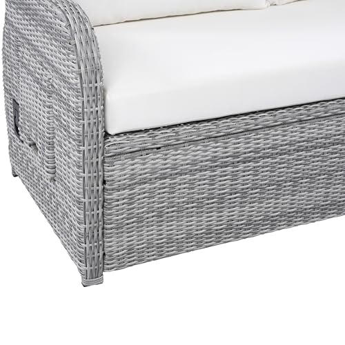 YOPTO 8-Piece Outdoor Furniture Couch Set,Rattan Patio Conversation Sectional Sofa Set with Adjustable Table,Recliners W/Extendable Side Tables & 2 Movable Ottomans,for Patio,Lawn,Backyard,Pool,Beige YOPTO