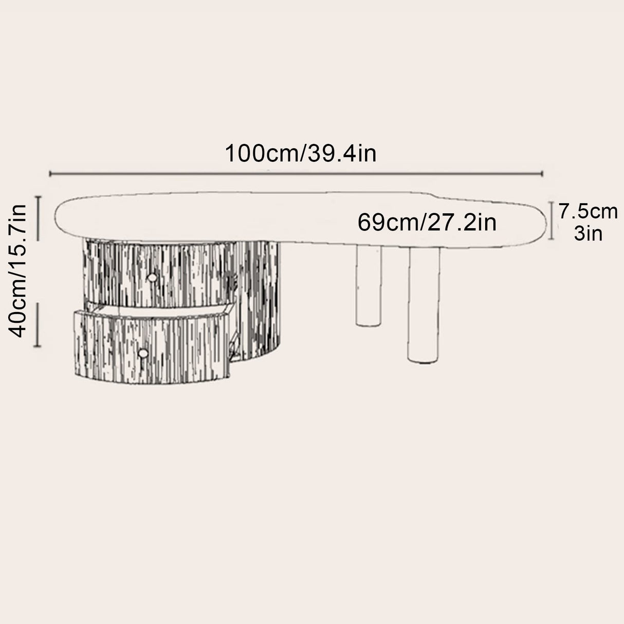 QQXX Cloud-Shaped LED Coffee Table,Irregular Cartoon Indoor Tea Table with 2 Drawers&Acrylic legs,Wood Round Corner Thicken End Table,for Living Room Bedroom(with light, Off white A) QQXX