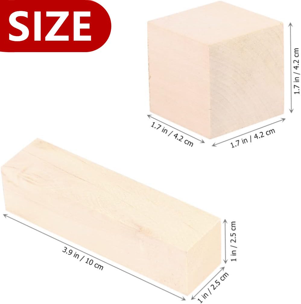 8PCS Basswood Carving Blocks, Unfinished Bass Wood Blocks for Carving Wood, Whittling Wood Carving Kit for Crafts goldhik